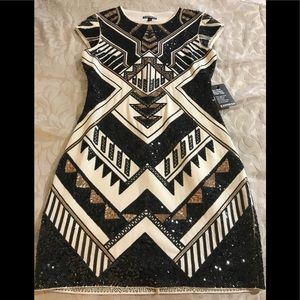 Black White & Gold Sequins Dress